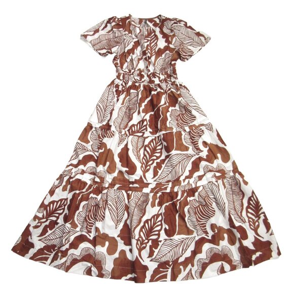 NWT Anthropologie Somerset Maxi in Cedar Floral Leaf Cotton Tiered Dress 3X - Picture 5 of 9